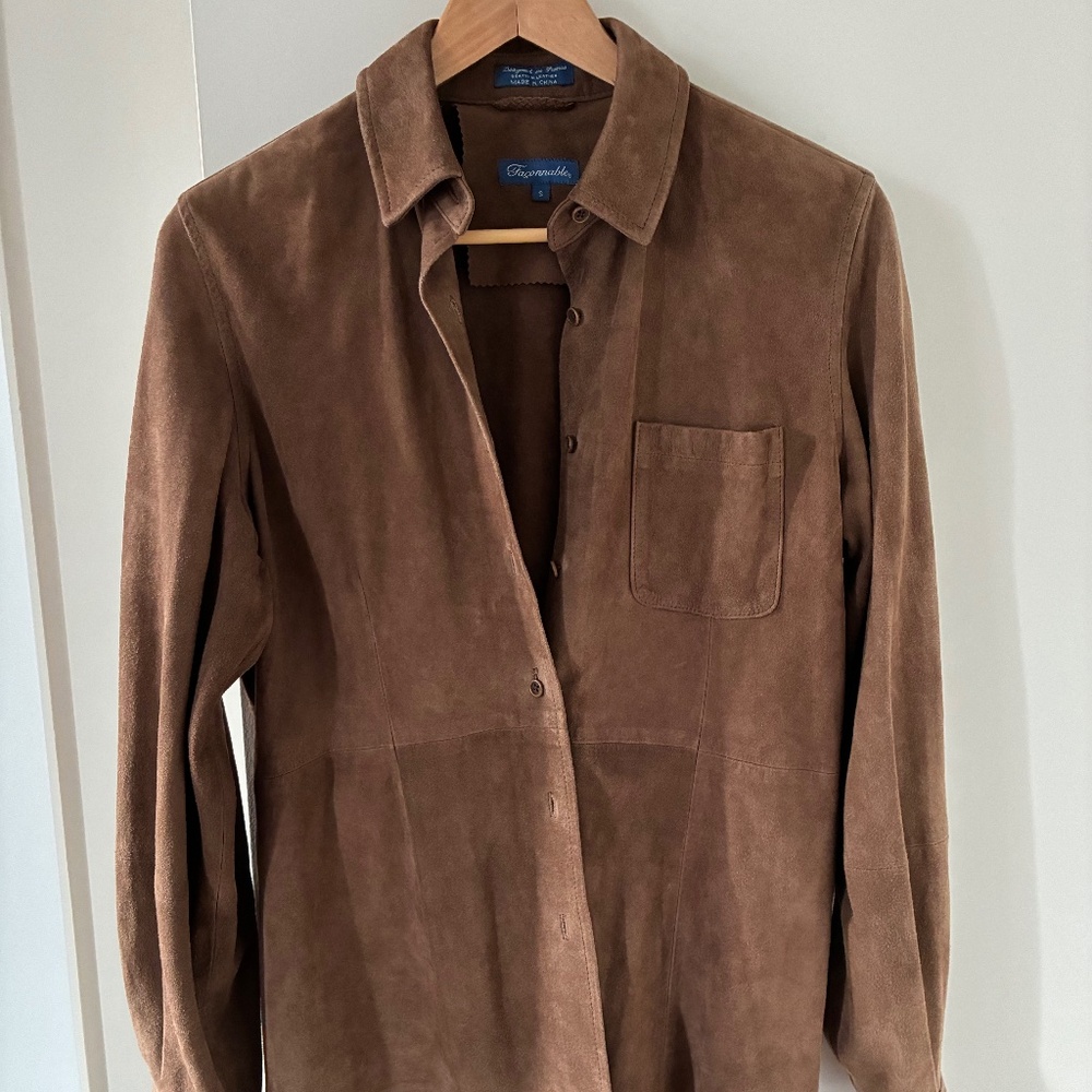 Faconnable Suede Goat Leather Shirt Size S